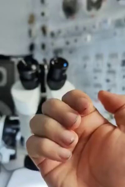 (SOUND)Enlarging the under-fingerprint with a microscope