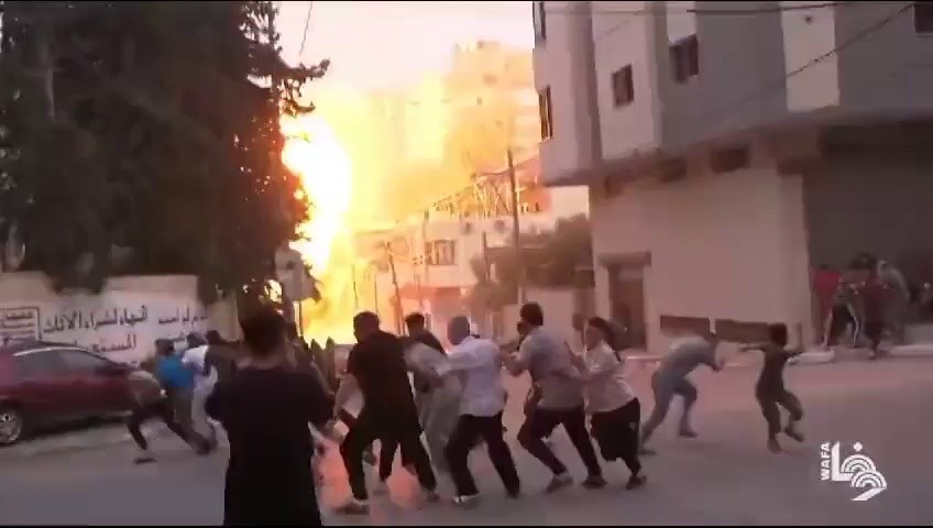 (SOUND)a bombarded Gaza scene