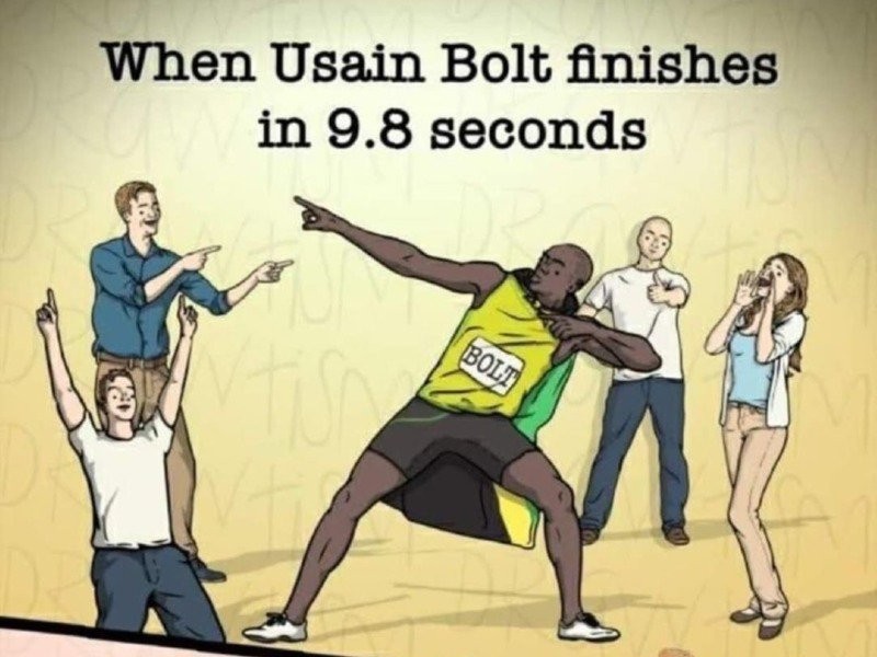 Usain Bolt's 98 seconds vs my 98 seconds