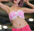 Racing Model Jin Ha-jin Pink Tube Top Chest Bone Hot Pants