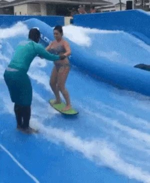 Surfing instructor is going crazy