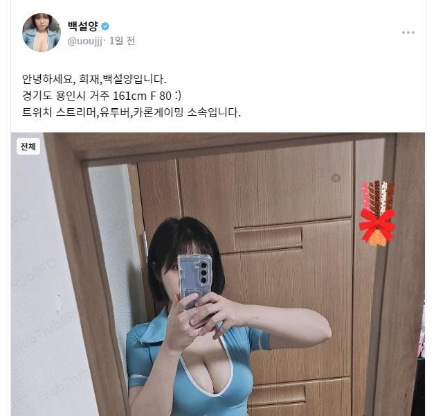 Twitch streamer Baek Seol Yang's update