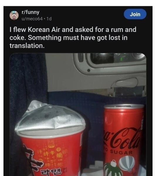 A foreigner who ordered rum and cocktails from Korean Air