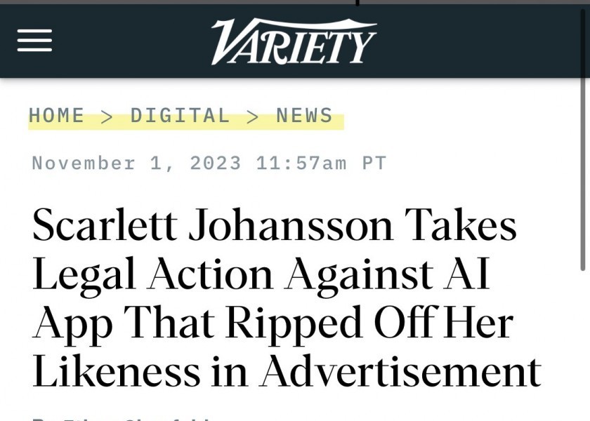 Scarlett Johansson sues AI app
