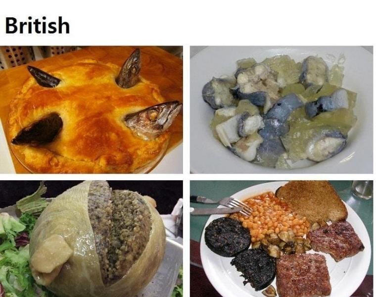 British food and Korean food that they eat in Korea