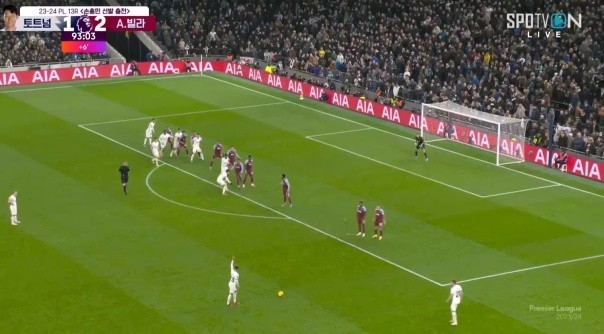 Tottenham vs Aston Villa win Tottenham's free kick once again