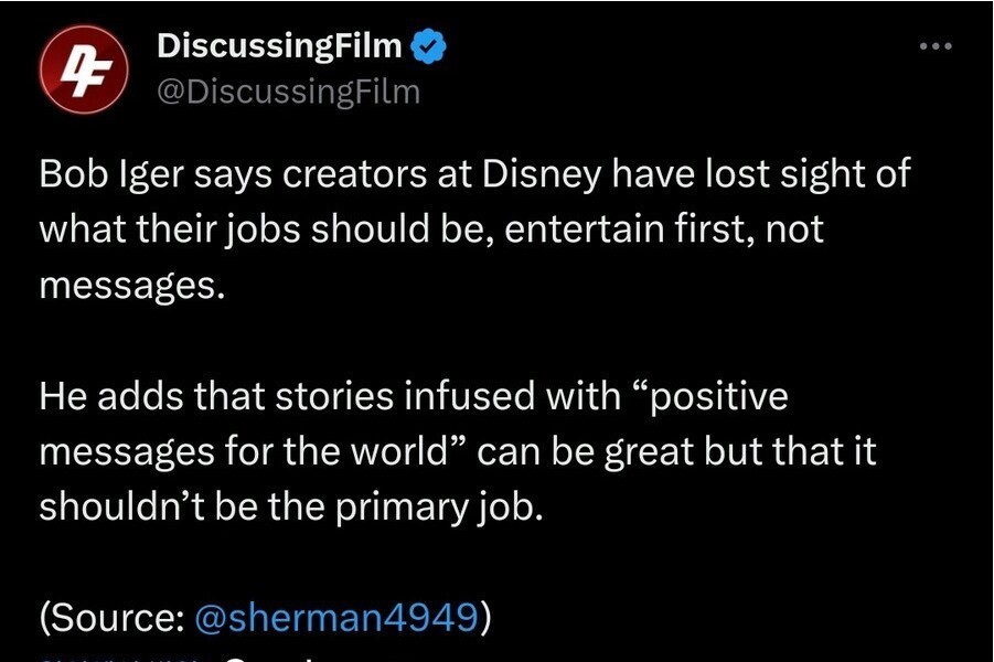 Disney CEO Bob Iger Warns Producers Of PC Femi Message
