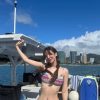 Africa's Top 3 Yeo Cam BJ Colorful Striped Bikini on Gold Yacht