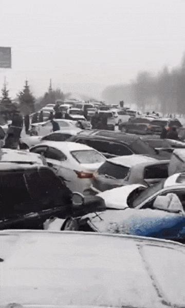 Snowy Highway in China Gif