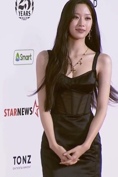 Red carpet lingerie look Moon Ga Young