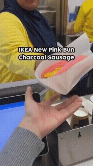 IKEA Pink Bread Black Sausage Hot Dog Gif