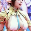 Momorina Vertex 8th Elf Village person Cecil Cosplay, big chest sticking out