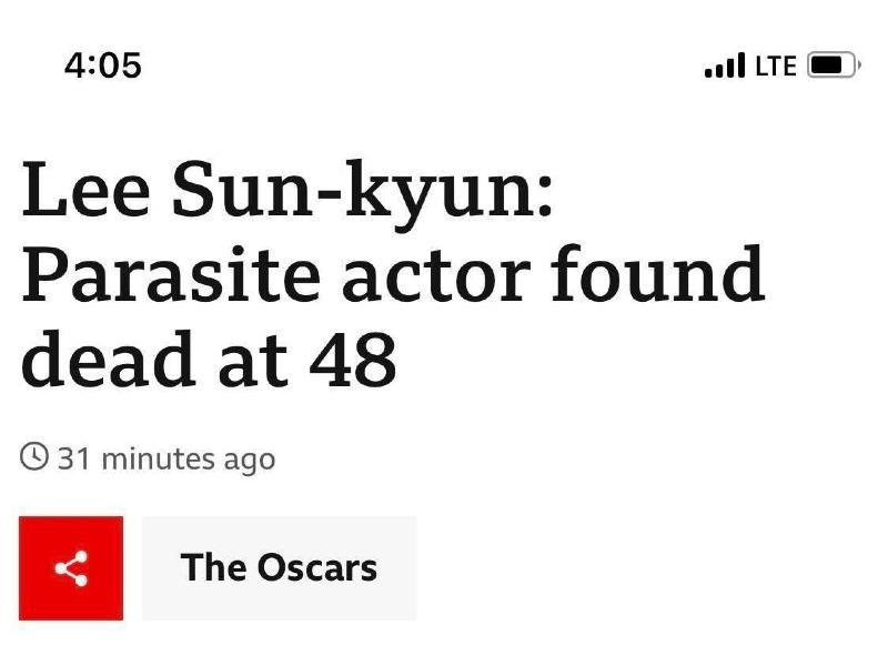 Lee Sun Kyun, who also became a main story on CNN and BBC