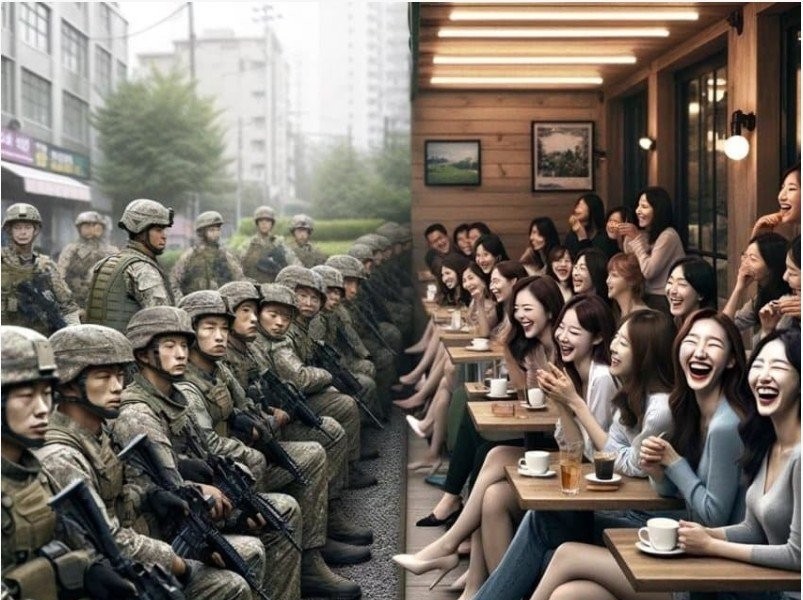 Ai's painting of men and women in their early 20s in Korea