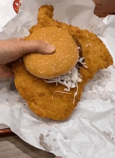 Big pork cutlet burger gif