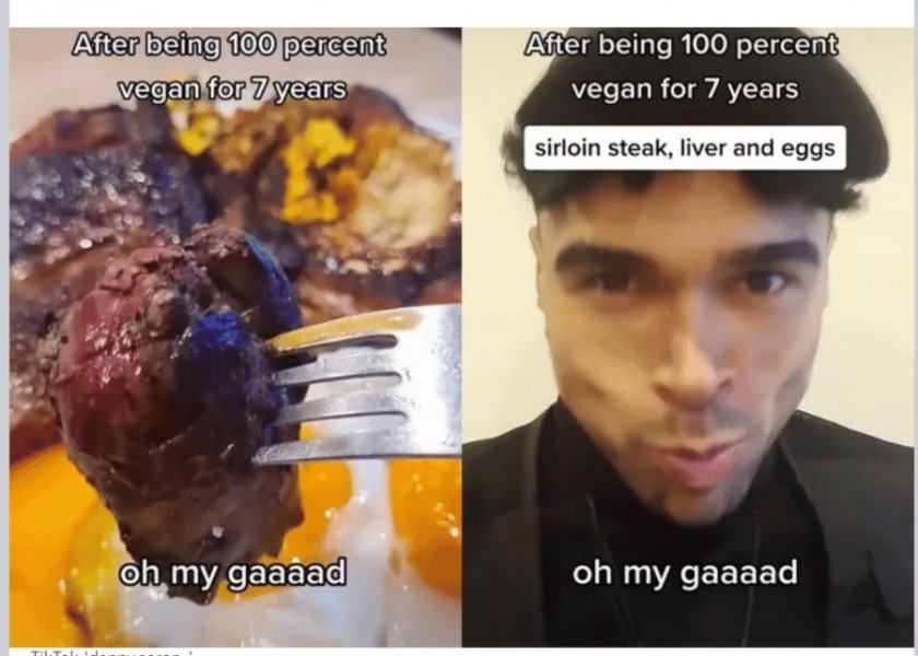Vegetarian's Reaction to Juicy Steak for the First Time in 7 Years