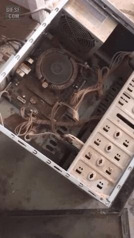 Computer body dust cleaning gif