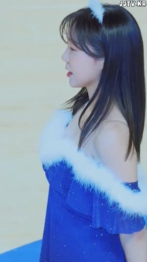 Cheerleader Lee Joohee. Blue Santa's bow, chest bone