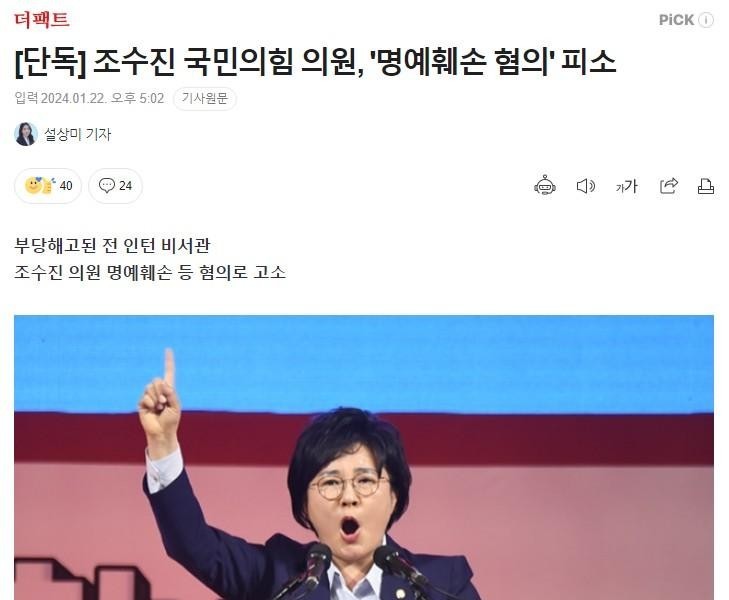 Cho Soo-jin, a bowl of soup with rice - accused of defamation