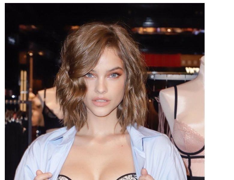 Barbara Palvin opens her shirt and shows her see-through bralette chest