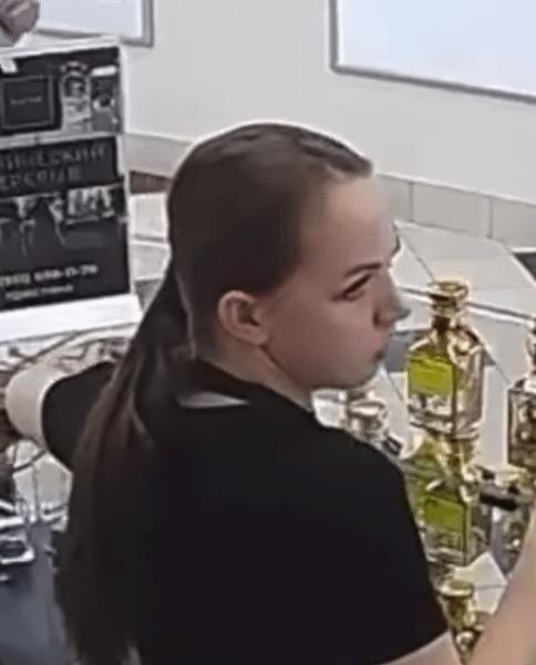 a freaked-out perfume store employee