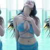 (SOUND)Full villa broadcast Sky blue X-shaped halter neck string bikini wearing gong's chest bone