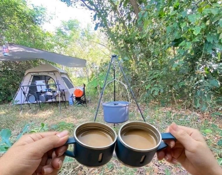 Emotional post-camping morning coffee gifs