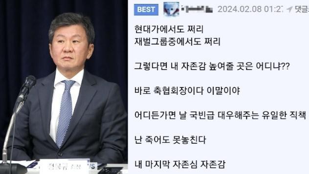 Chung Mong-gyu, president of the Korea Football Association, intends to win a fourth term