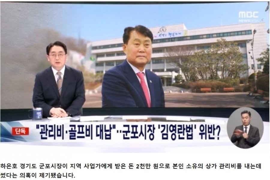 Gunpo Mayor Eun-ho Kim Young-ran Act is suspected of violating the Kim Young-ran Act, which pays for golf management fees for shopping malls