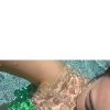 Bang Minah swimming pool green tube top + high leg white thong bikini body exposed