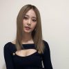 1 piece of Twice Tzuyu's pelvis, a tight black ribbed dress with a hole in the cleavage