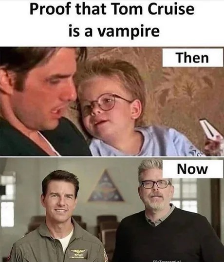 Another proof that Tom Cruise is a vampire...