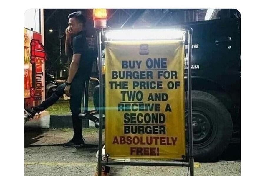 A place that sells burgers at really amazing prices