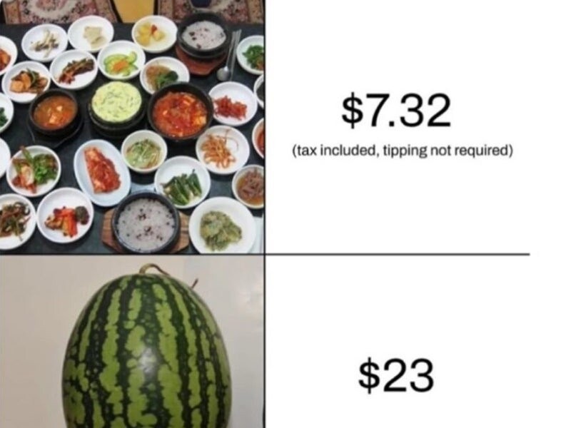 Korean food prices as seen by foreigners