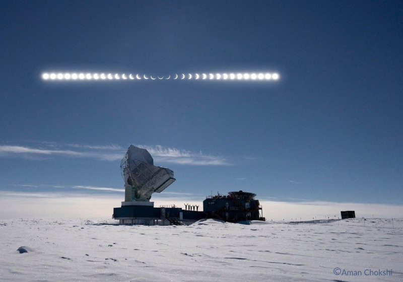 Photo of a solar eclipse taken from the South Pole