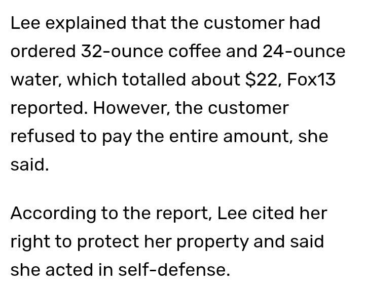 Employee reacts after customer throws coffee at drive-thru cafe