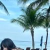 BJ Park Min-jeong lying face down on the swimming pool railing, white string bikini legendary body