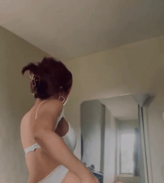 Sister showing off her white lingerie butt