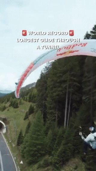 Paragliding through a tunnel