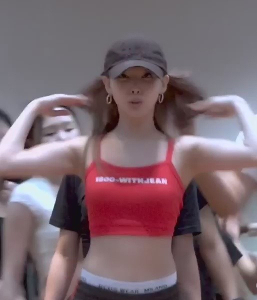 Refreshing red string bra top + panty band Twice Nayeon choreography practice